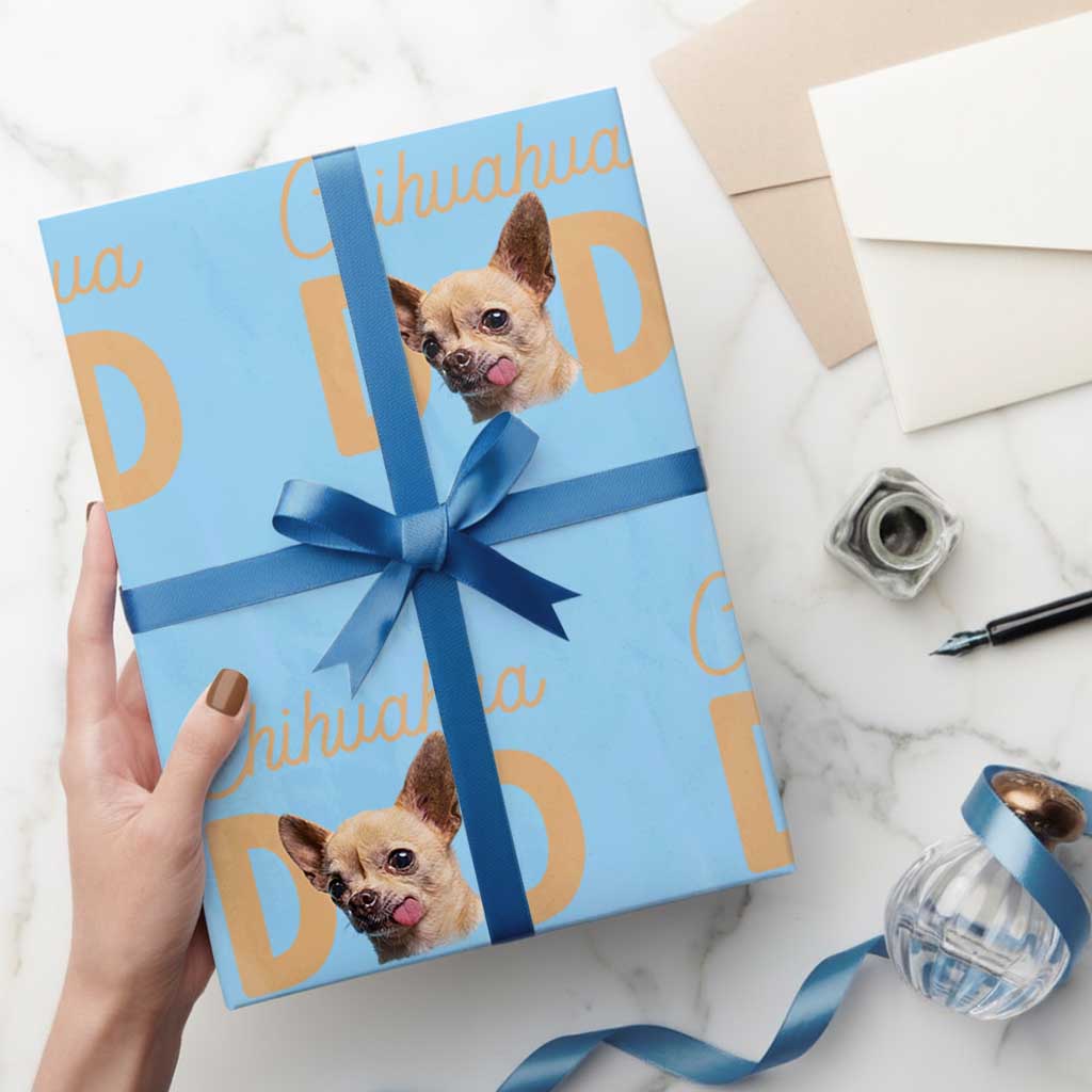 Proud Chihuahua Dad Wrapping Paper Roll Ankle Biter Dog Lover TS12 Light Blue Print Your Wear