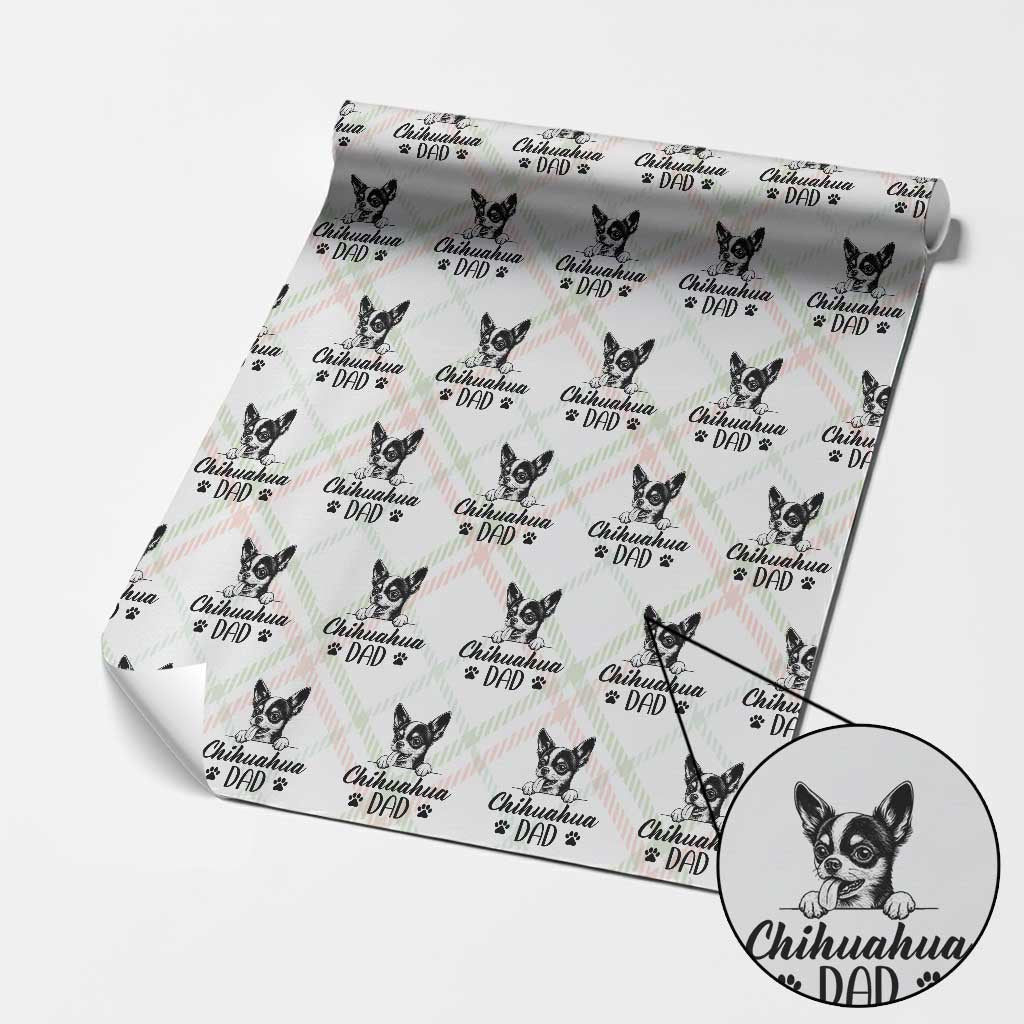 Proud Chihuahua Dad Wrapping Paper Roll Dog Lover Gift Idea TS12 Christmas Plaid Print Your Wear