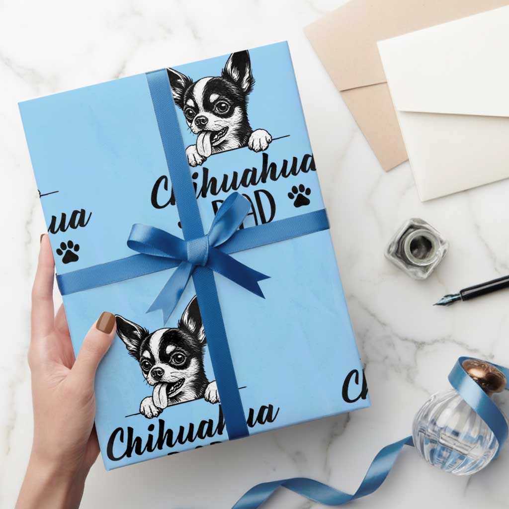 Proud Chihuahua Dad Wrapping Paper Roll Dog Lover Gift Idea TS12 Light Blue Print Your Wear