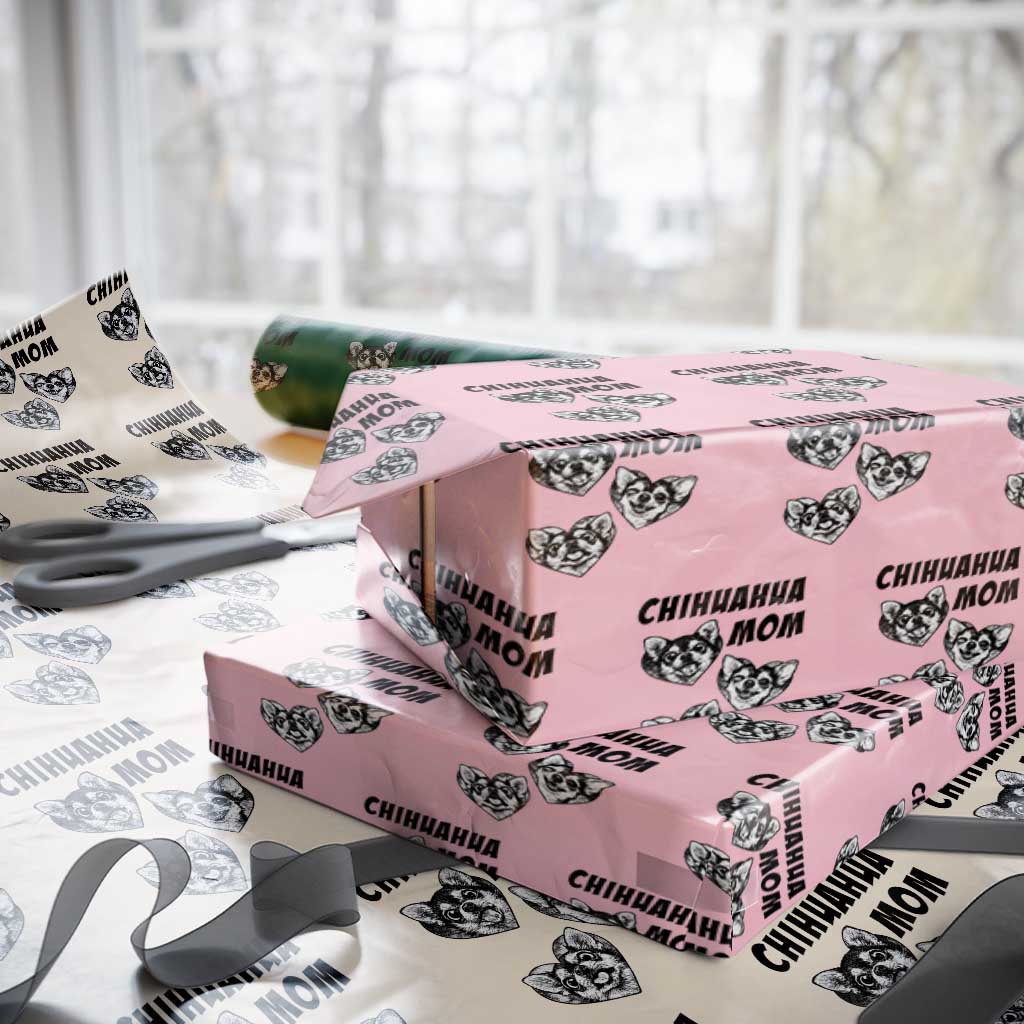 Proud Chihuahua Mom Wrapping Paper Roll Ankle Biter Dog Lover TS12 Light Pink Print Your Wear