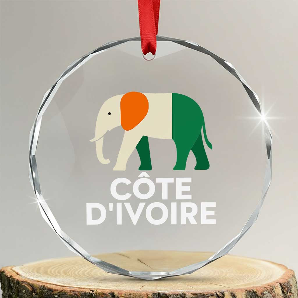 Proud Côte d'Ivoire Elephant Ivory Coast Flag Crystal Glass Ornament Ivorian Pride Retro Souvenir TS02 Transparent Glass 3'' Circle Print Your Wear