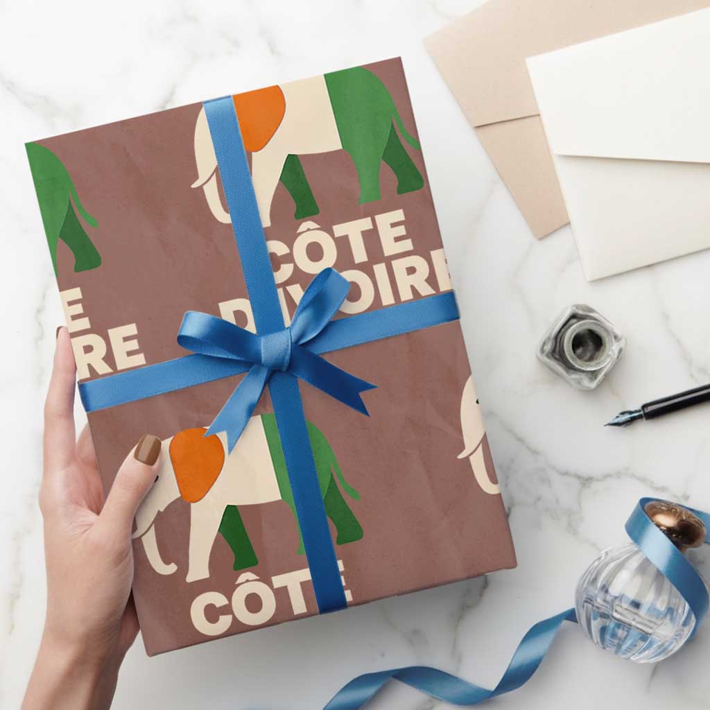 Proud Côte d'Ivoire Elephant Ivory Coast Flag Wrapping Paper Roll Ivorian Pride Retro Souvenir