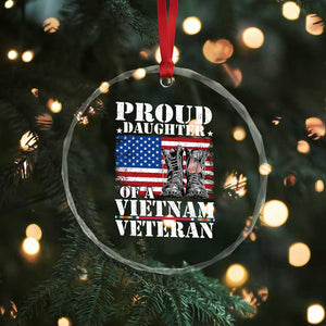 Proud Daughter Of A Vietnam Veteran Crystal Glass Ornament American Flag Army Boots TS11 Print Your Wear