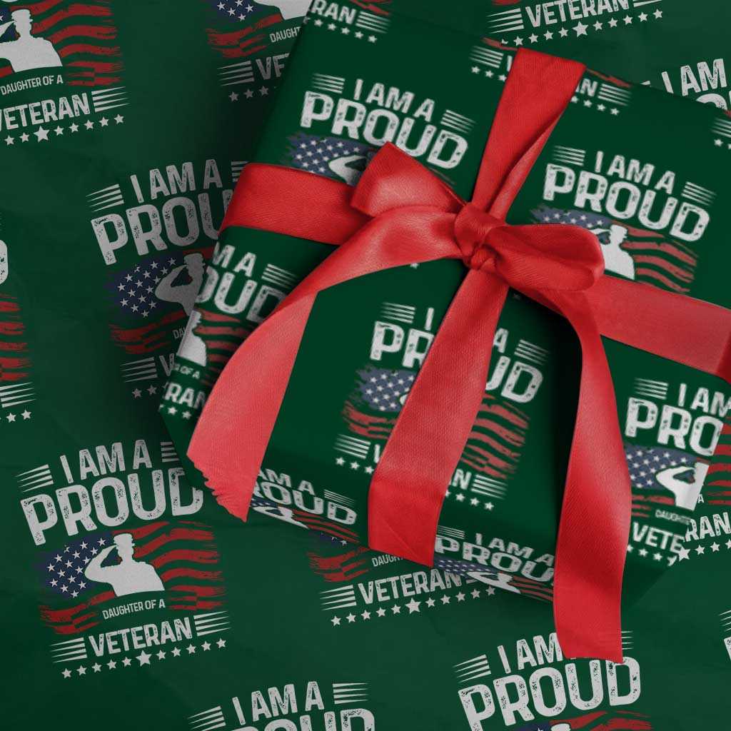 Proud Daughter Veteran Nothing Scares Wrapping Paper Roll Military Family Pride American Flag