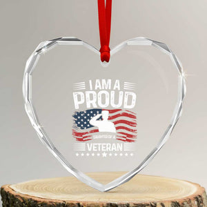 Proud Daughter Veteran Nothing Scares Heart Crystal Glass Ornament Military Family Pride American Flag