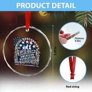 Proud Descendant American Revolution Crystal Glass Ornament 1775 to 1783 Patriotic Heritage TS02 Print Your Wear