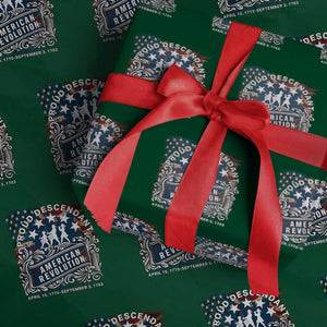Proud Descendant American Revolution Wrapping Paper Roll 1775 to 1783 Patriotic Heritage TS02 Green Print Your Wear