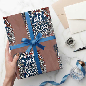 Proud Descendant American Revolution Wrapping Paper Roll 1775 to 1783 Patriotic Heritage TS02 Mocha Print Your Wear