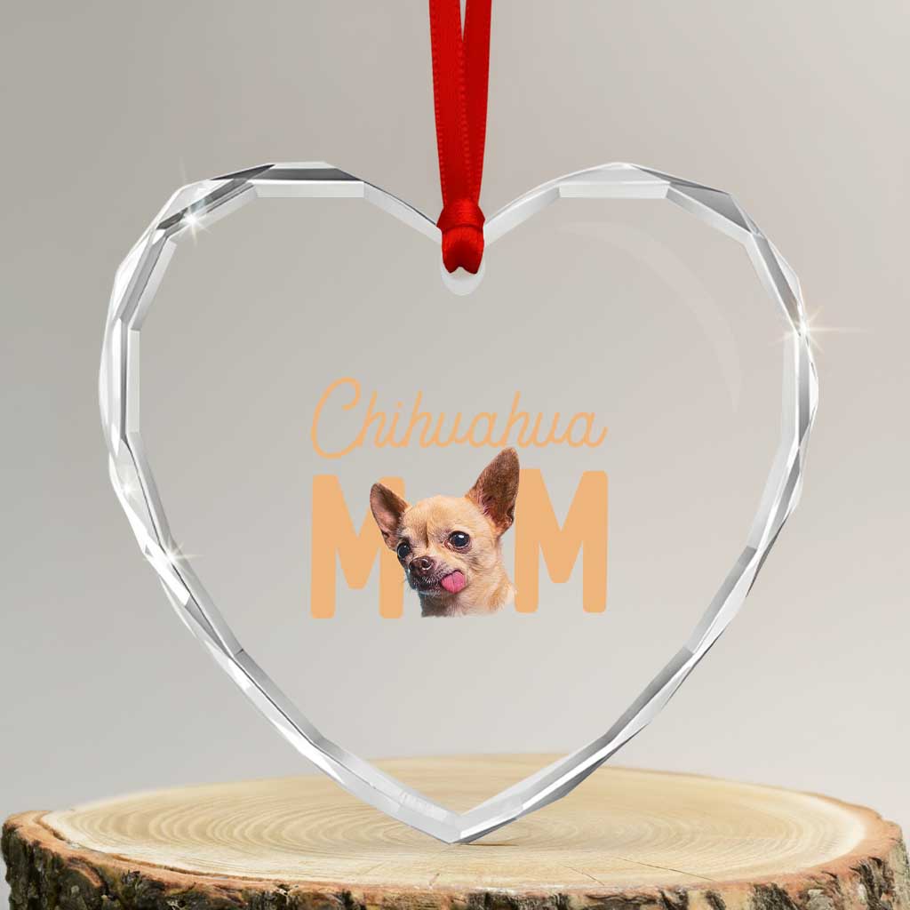 Proud Dog Mom Chihuahua Heart Crystal Glass Ornament Mothers Day Lover Gift TS12 Transparent Glass 3'' Heart Print Your Wear