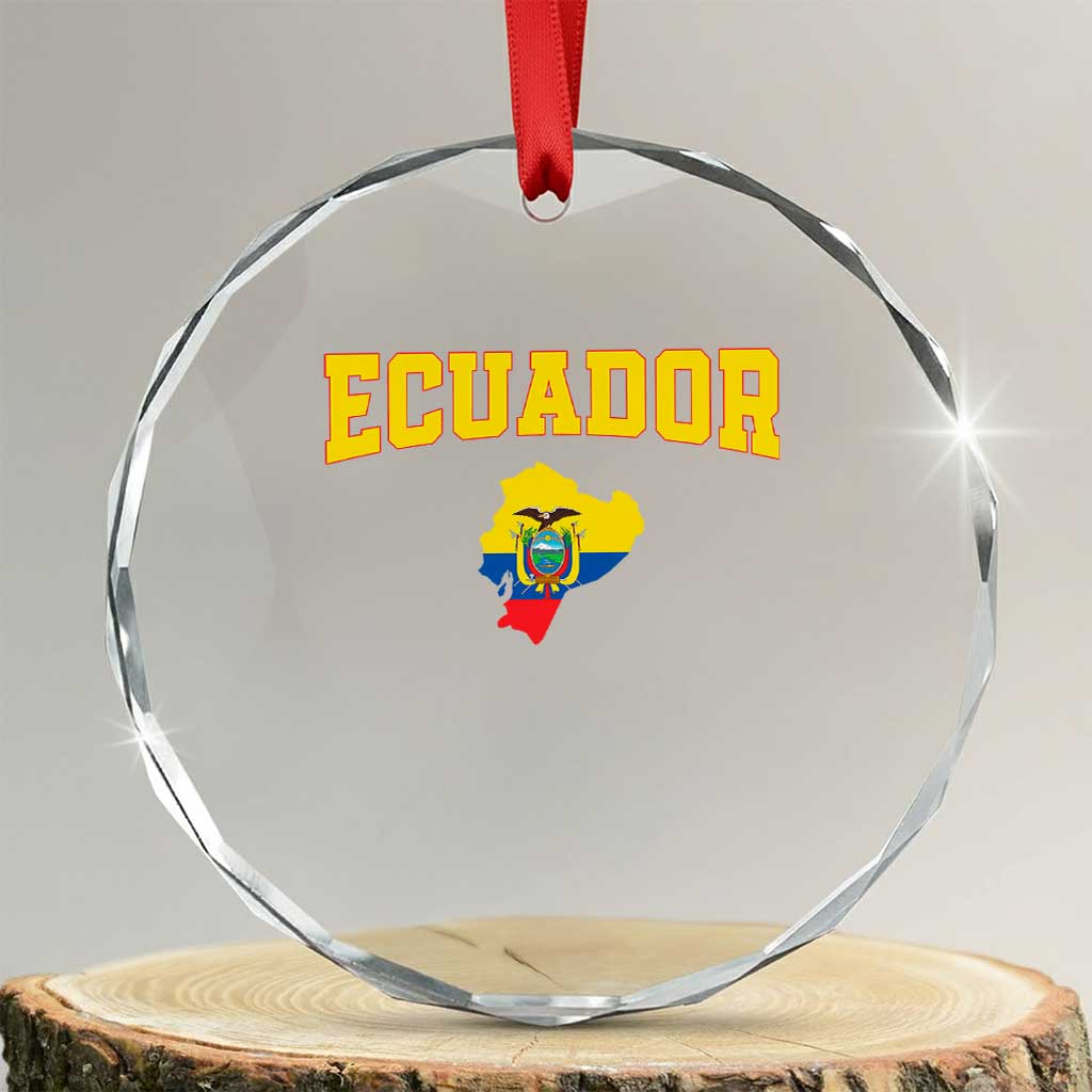 Proud Ecuadorian Map Crystal Glass Ornament Ecuador Roots Heritage Pride TS12 Transparent Glass 3'' Circle Print Your Wear