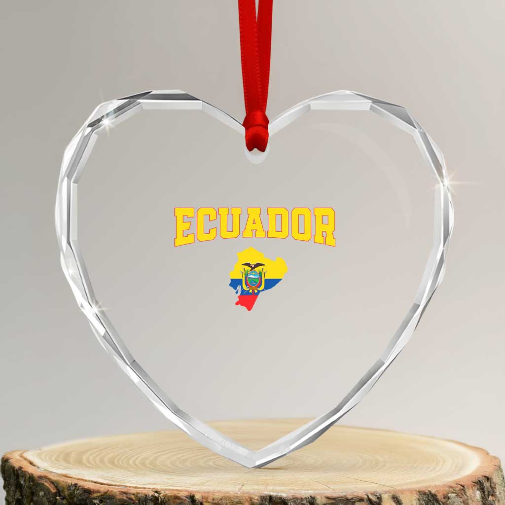 Proud Ecuadorian Map Heart Crystal Glass Ornament Ecuador Roots Heritage Pride TS12 Transparent Glass 3'' Heart Print Your Wear