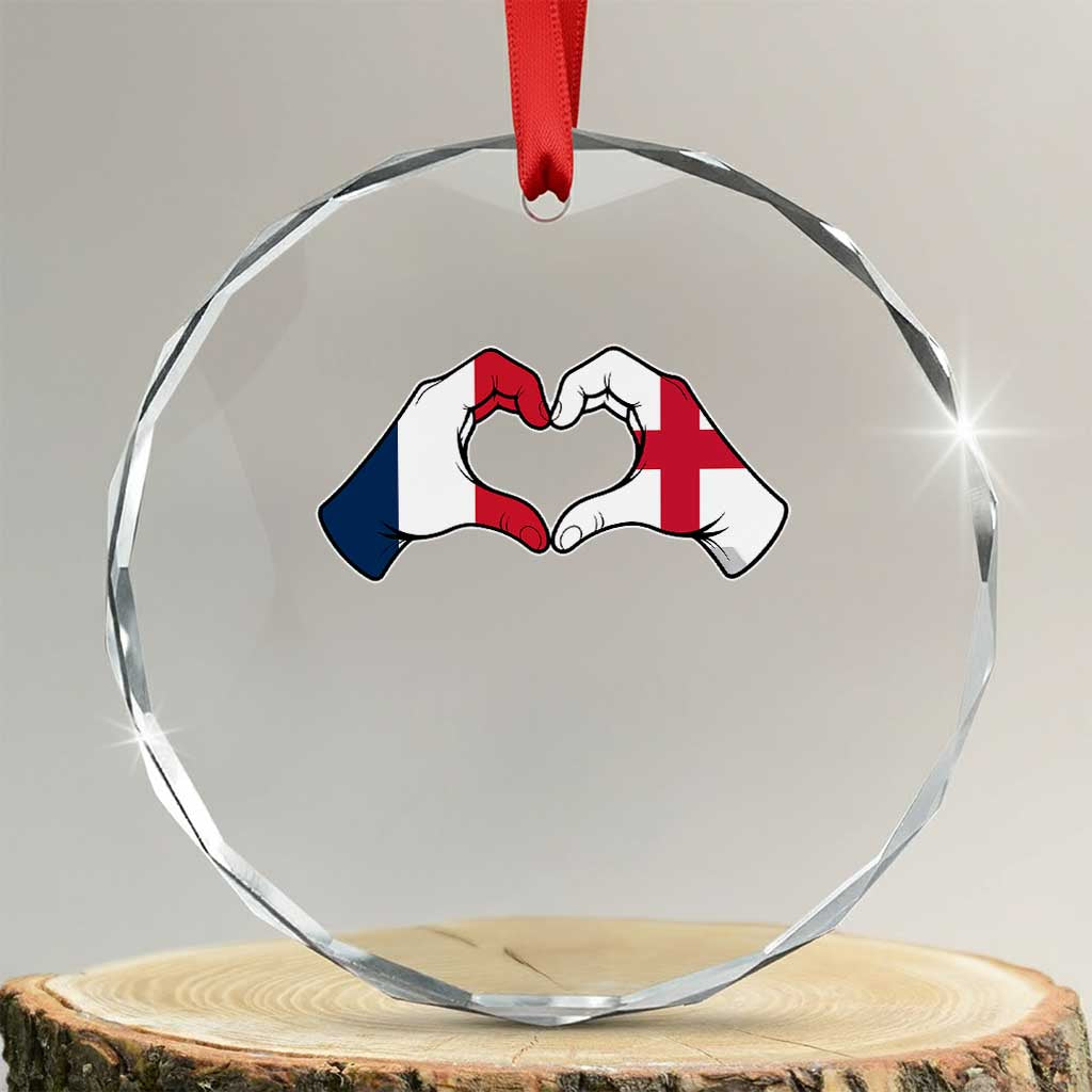 Proud Fance England Heritage Hand Heart Graphic Crystal Glass Ornament French English Anglo Roots Cross Border Love Unity TS02 Transparent Glass 3'' Circle Print Your Wear