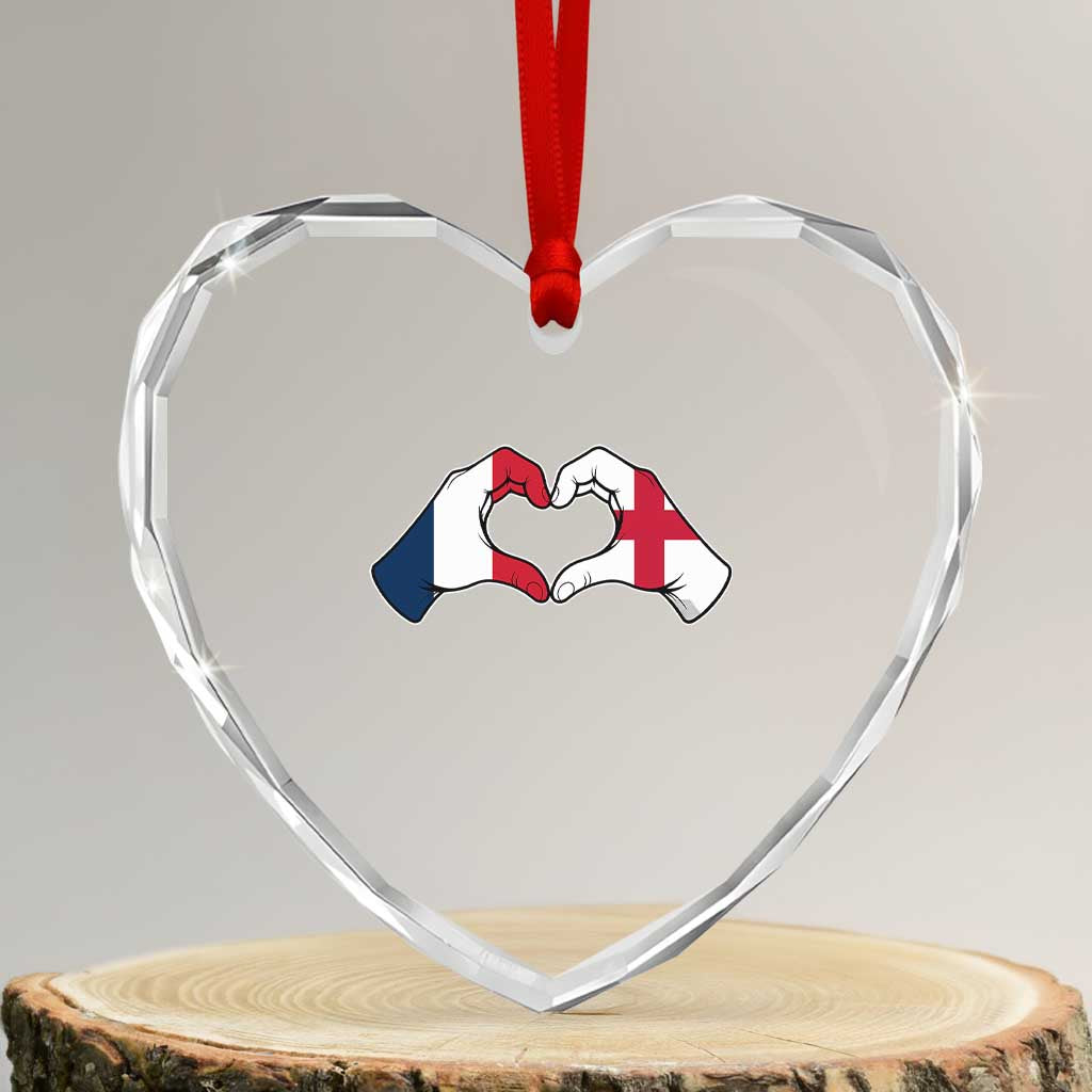 Proud Fance England Heritage Hand Heart Graphic Heart Crystal Glass Ornament French English Anglo Roots Cross Border Love Unity TS02 Transparent Glass 3'' Heart Print Your Wear