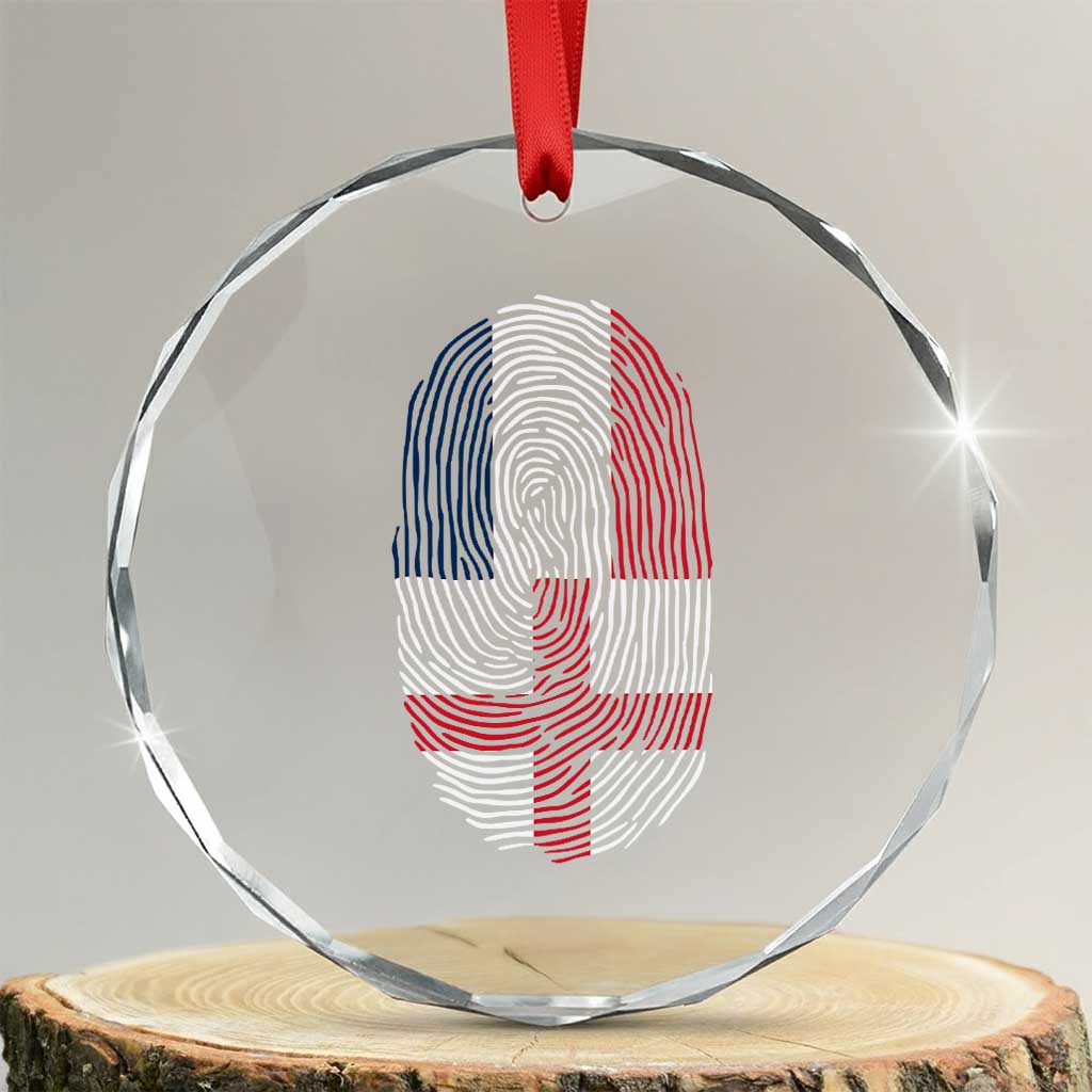 Proud France England Flag Fingerprint DNA Graphic Crystal Glass Ornament French Anglo English Heritage Roots Dual Patriotism TS02 Transparent Glass 3'' Circle Print Your Wear