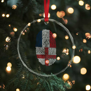 Proud France England Flag Fingerprint DNA Graphic Crystal Glass Ornament French Anglo English Heritage Roots Dual Patriotism TS02 Print Your Wear