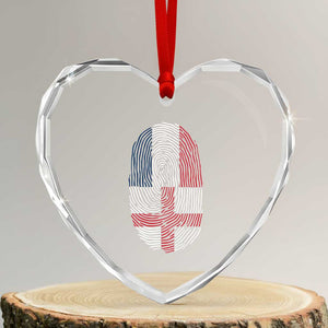 Proud France England Flag Fingerprint DNA Graphic Heart Crystal Glass Ornament French Anglo English Heritage Roots Dual Patriotism TS02 Transparent Glass 3'' Heart Print Your Wear
