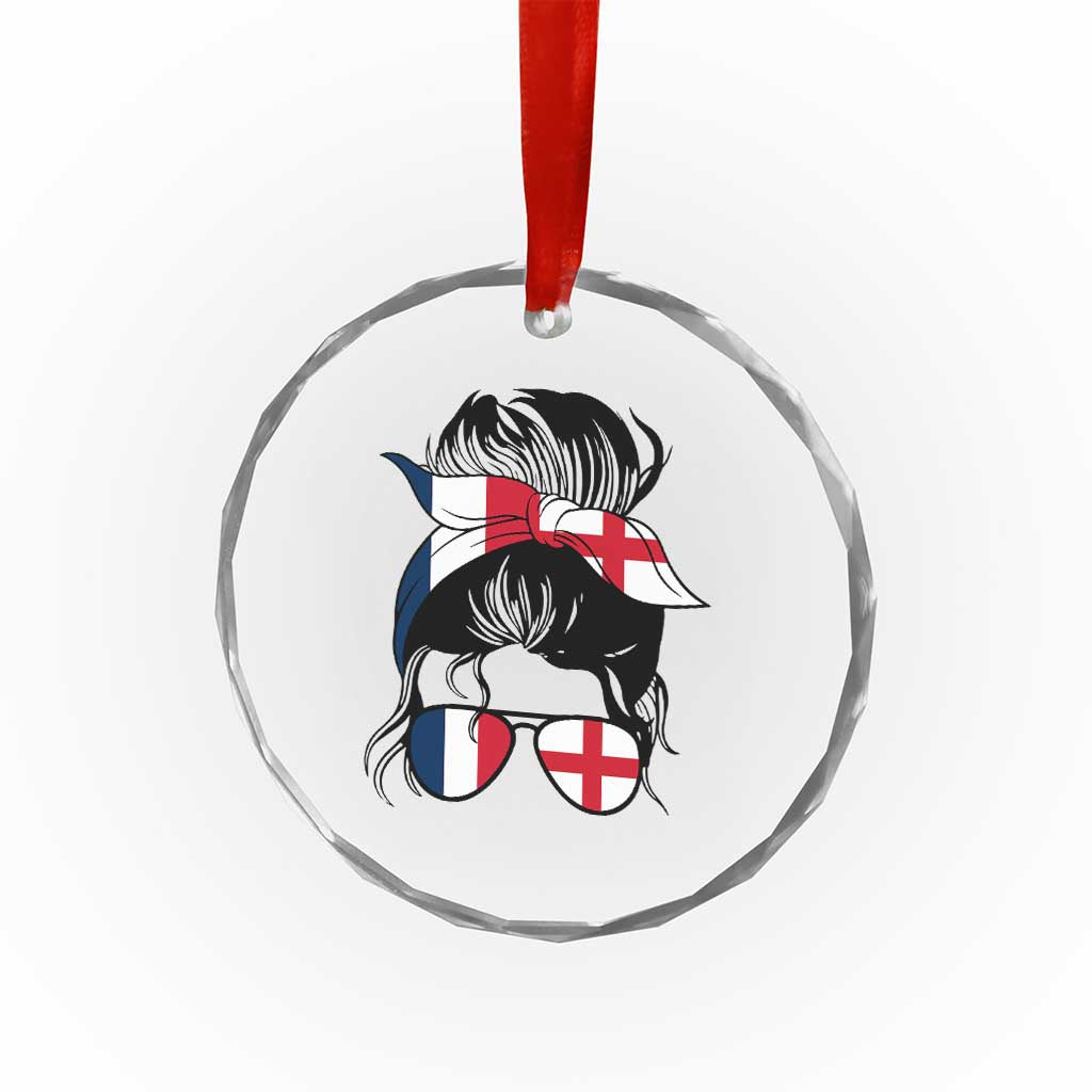 Proud France England Flag Messy Bun Bandana Sunglasses Graphic Crystal Glass Ornament French Anglo English Heritage Roots Woman TS02 Print Your Wear
