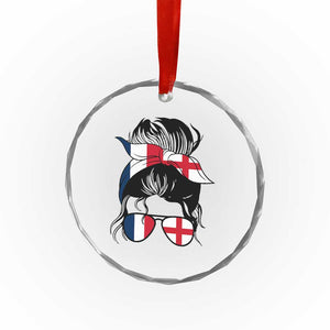 Proud France England Flag Messy Bun Bandana Sunglasses Graphic Crystal Glass Ornament French Anglo English Heritage Roots Woman TS02 Print Your Wear