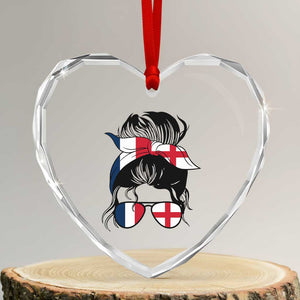 Proud France England Flag Messy Bun Bandana Sunglasses Graphic Heart Crystal Glass Ornament French Anglo English Heritage Roots Woman TS02 Transparent Glass 3'' Heart Print Your Wear