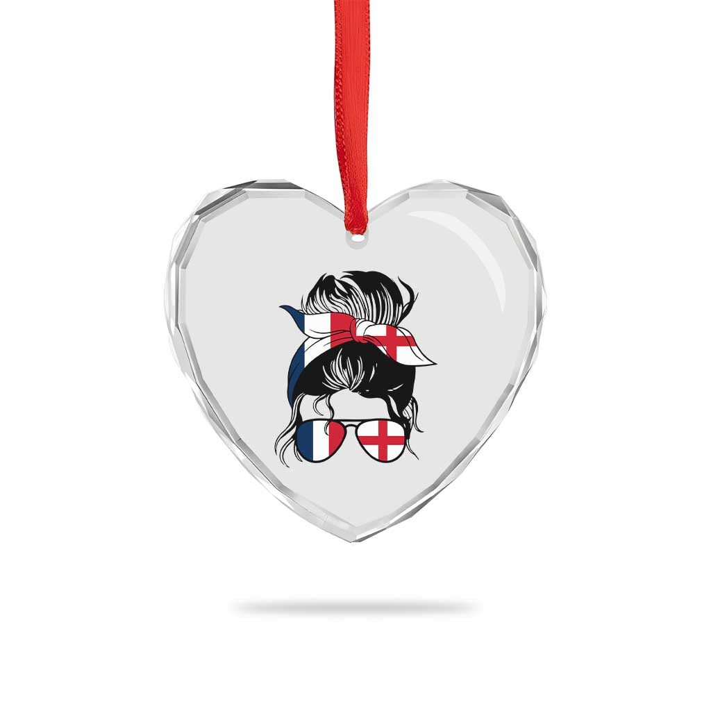 Proud France England Flag Messy Bun Bandana Sunglasses Graphic Heart Crystal Glass Ornament French Anglo English Heritage Roots Woman TS02 Print Your Wear