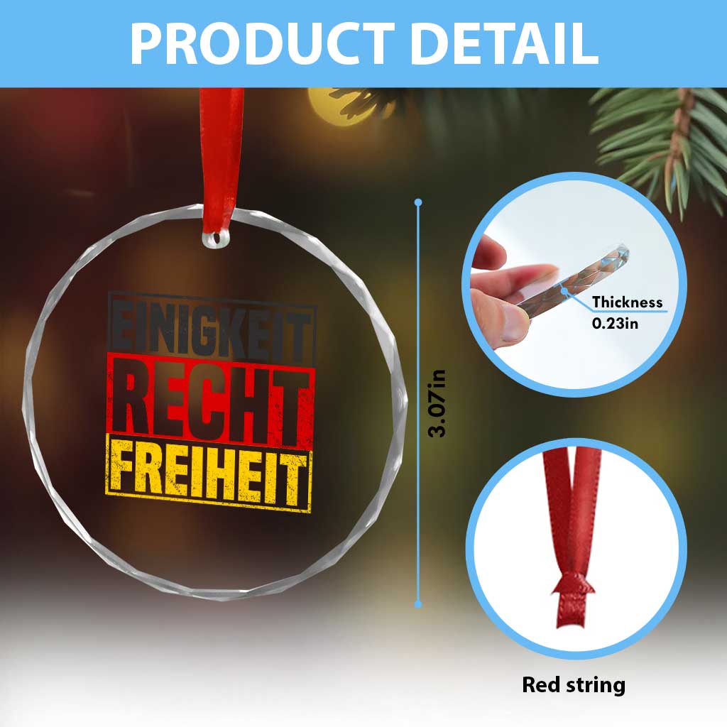 Proud Germany Crystal Glass Ornament Einigkeit Recht Freiheit German Flag TS11 Print Your Wear