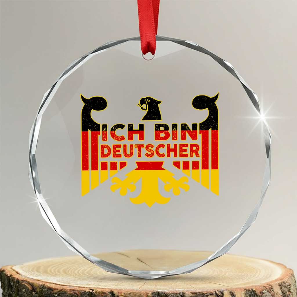 Proud Germany Crystal Glass Ornament Ich Bin Deutscher Bundesadler Coat of Arms TS11 Transparent Glass 3'' Circle Print Your Wear