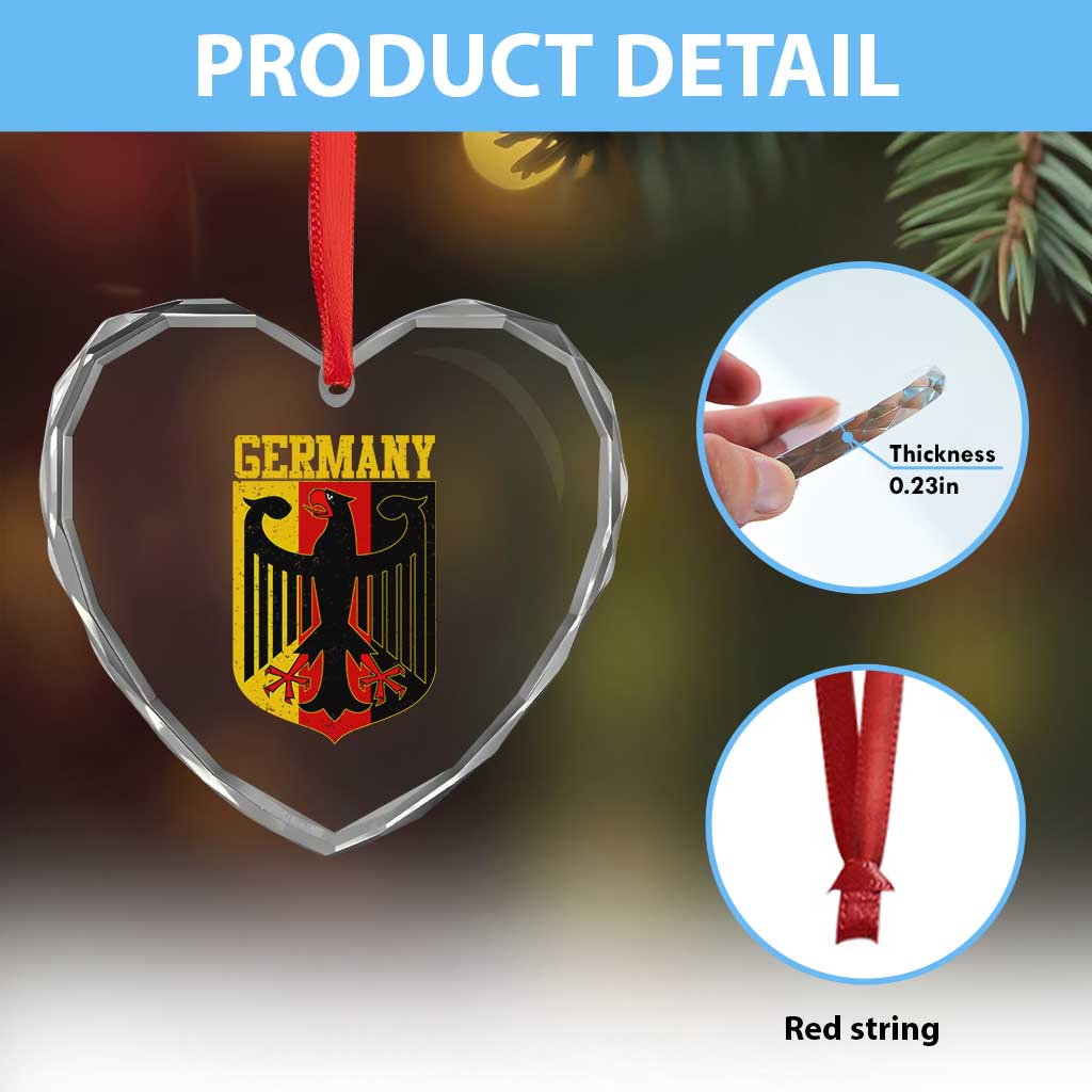 Proud Germany Heart Crystal Glass Ornament Bundesadler Coat of Arms German Flag TS11 Print Your Wear