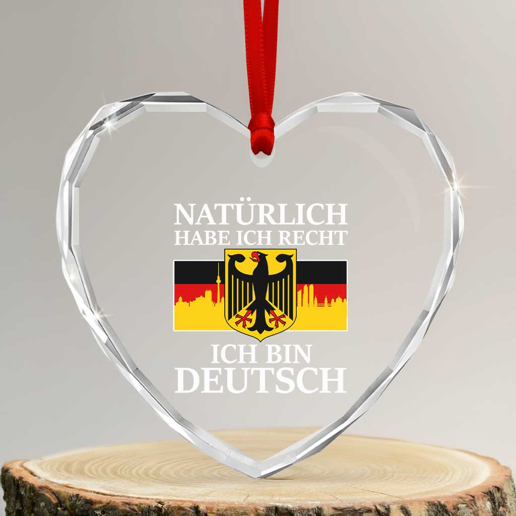 Proud Germany Heart Crystal Glass Ornament Naturlich Habe Ich Recht Ich Bin Deutsch TS11 Transparent Glass 3'' Heart Print Your Wear