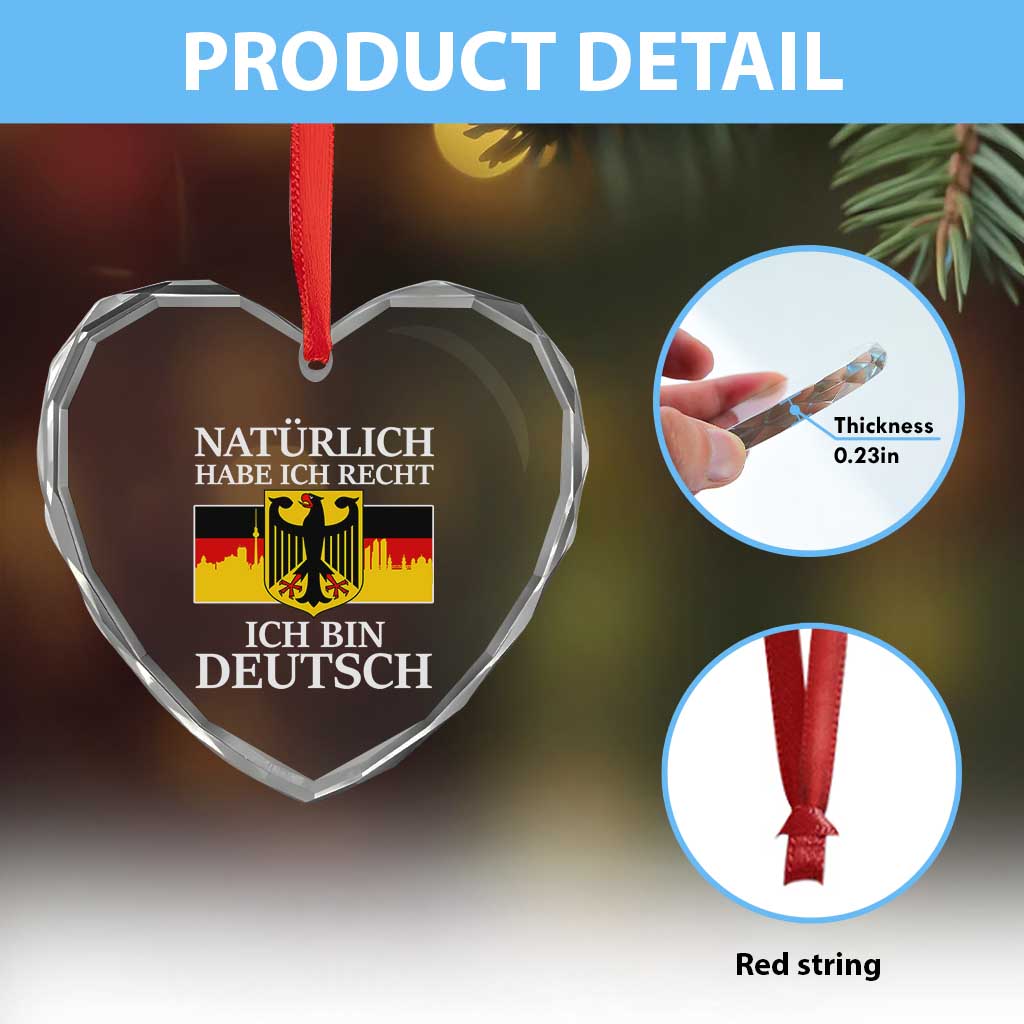 Proud Germany Heart Crystal Glass Ornament Naturlich Habe Ich Recht Ich Bin Deutsch TS11 Print Your Wear