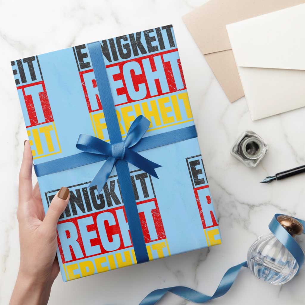 Proud Germany Wrapping Paper Roll Einigkeit Recht Freiheit German Flag TS11 Light Blue Print Your Wear