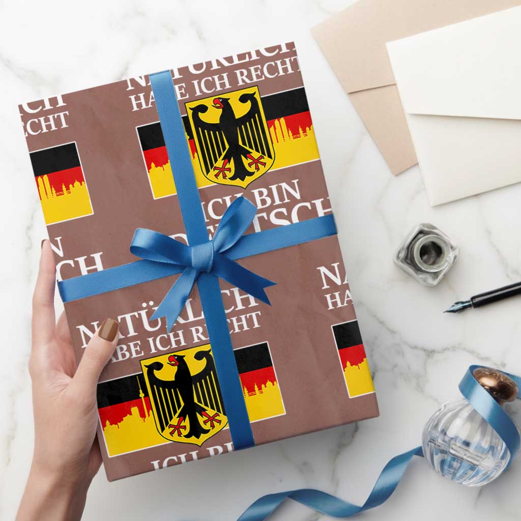 Proud Germany Wrapping Paper Roll Naturlich Habe Ich Recht Ich Bin Deutsch TS11 Mocha Print Your Wear