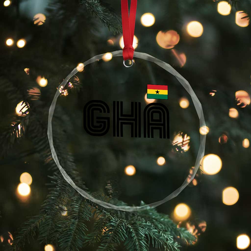 Proud Ghanaian Crystal Glass Ornament Minimalist Ghana Typography Design Ghana Flag TS10 Print Your Wear