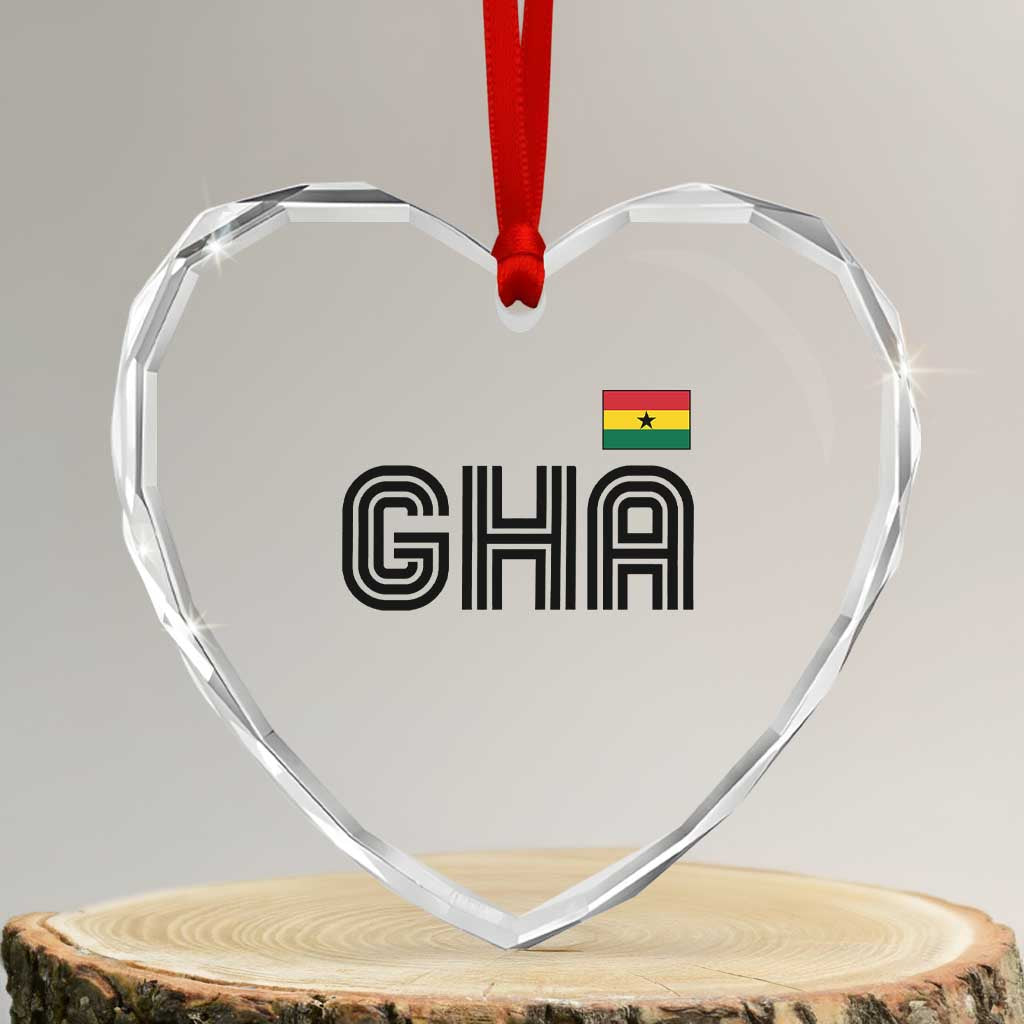 Proud Ghanaian Heart Crystal Glass Ornament Minimalist Ghana Typography Design Ghana Flag