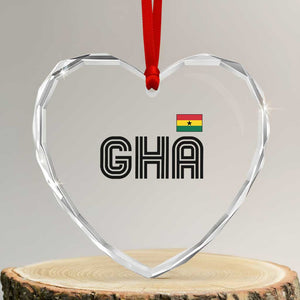 Proud Ghanaian Heart Crystal Glass Ornament Minimalist Ghana Typography Design Ghana Flag