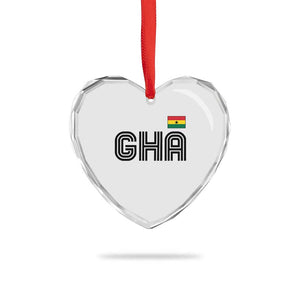 Proud Ghanaian Heart Crystal Glass Ornament Minimalist Ghana Typography Design Ghana Flag