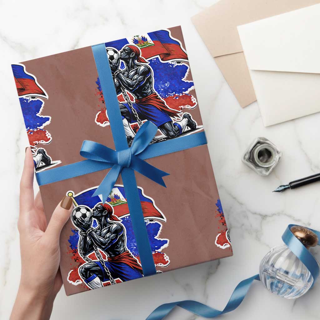 Proud Haiti Soccer Fan Wrapping Paper Roll Ayiti Heritage Pride