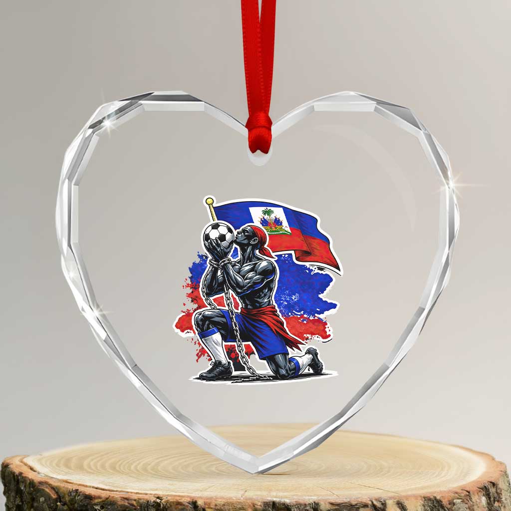 Proud Haiti Soccer Fan Heart Crystal Glass Ornament Ayiti Heritage Pride TS12 Transparent Glass 3'' Heart Print Your Wear