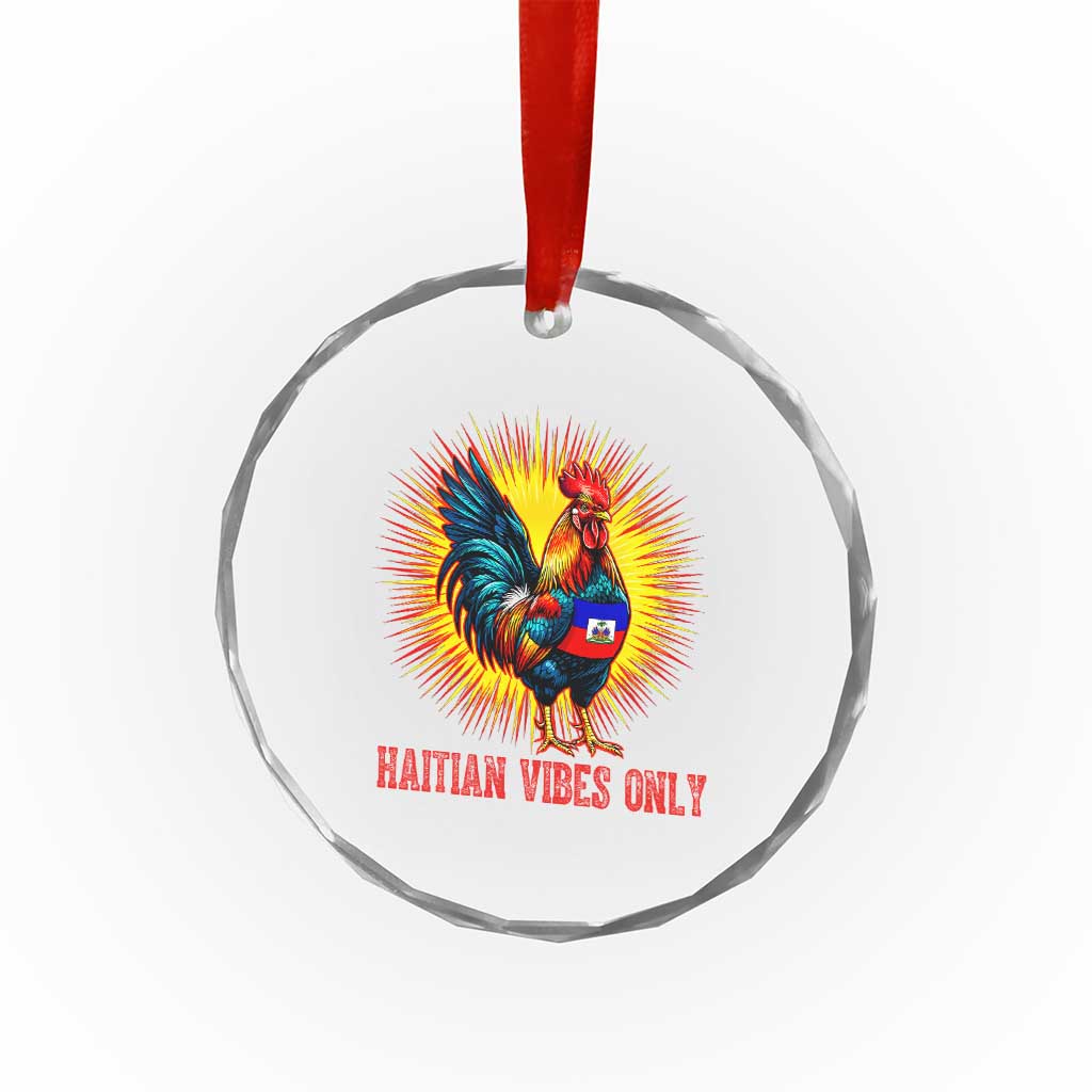 Proud Haitian Rooster Flag Crystal Glass Ornament Majestic National Symbol Haiti Heritage Pride TS02 Print Your Wear