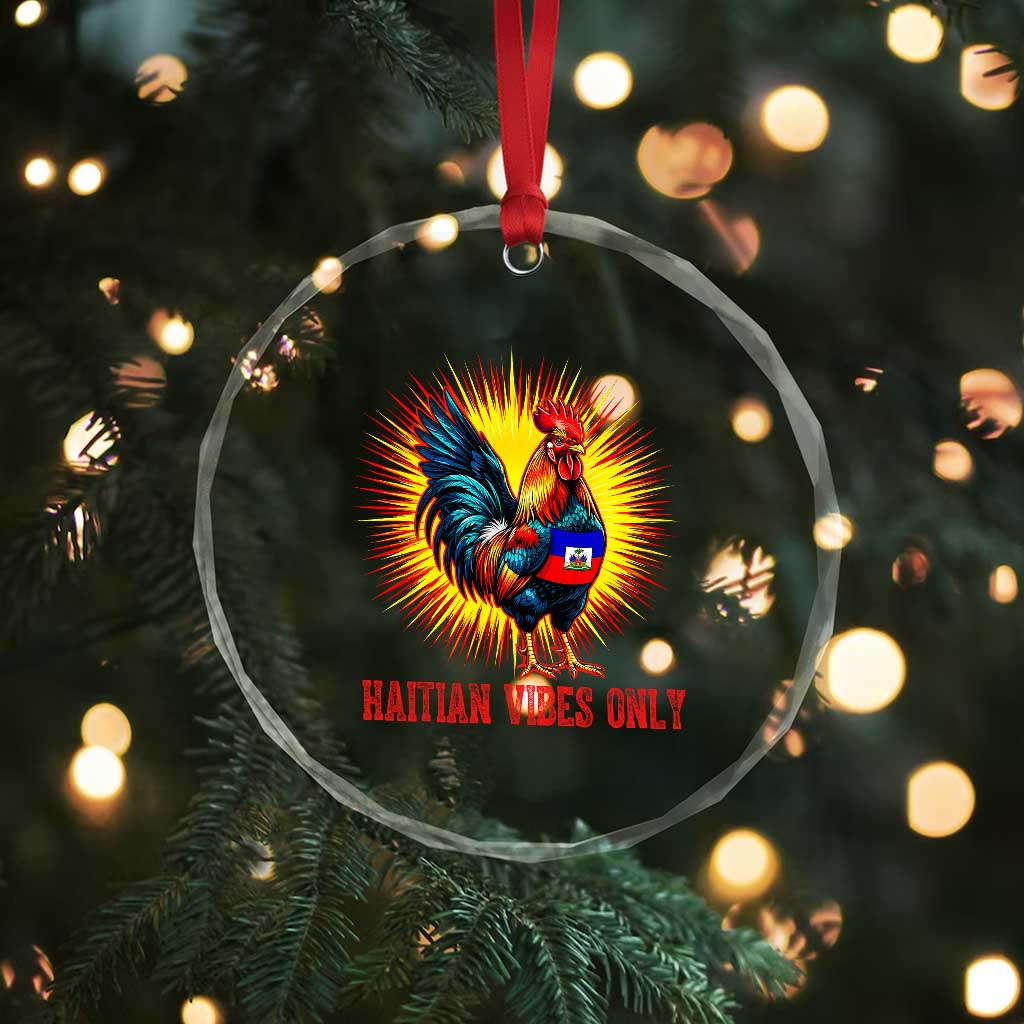 Proud Haitian Rooster Flag Crystal Glass Ornament Majestic National Symbol Haiti Heritage Pride TS02 Print Your Wear
