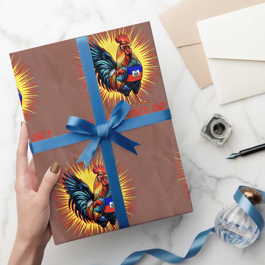Proud Haitian Rooster Flag Wrapping Paper Roll Majestic National Symbol Haiti Heritage Pride TS02 Mocha Print Your Wear