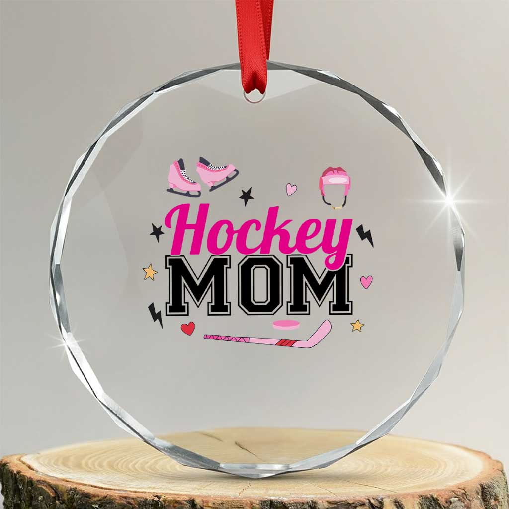 Proud Hockey Mom Crystal Glass Ornament Ice Hockey Supporter Gift TS12 Transparent Glass 3'' Circle Print Your Wear