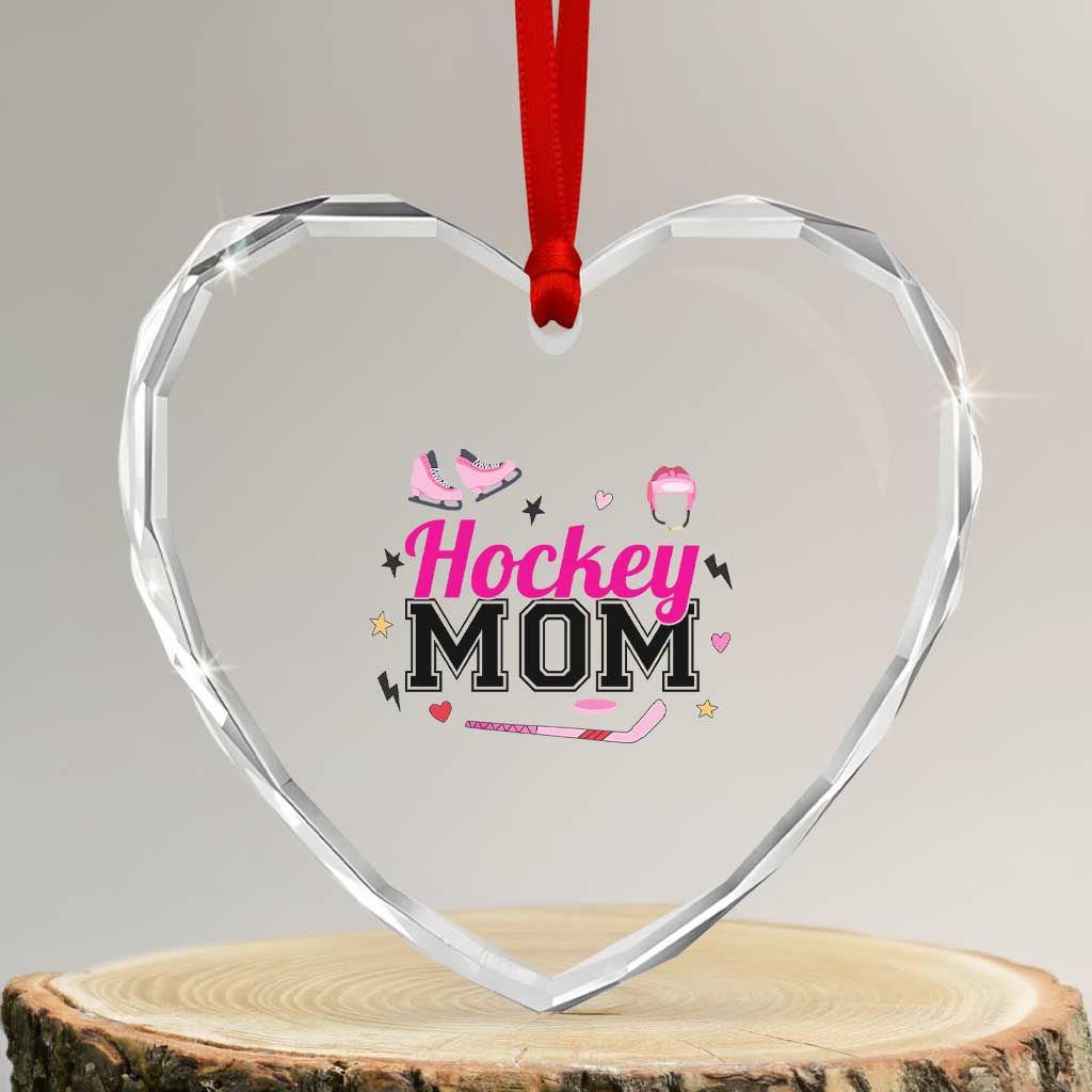 Proud Hockey Mom Heart Crystal Glass Ornament Ice Hockey Supporter Gift TS12 Transparent Glass 3'' Heart Print Your Wear