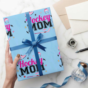 Proud Hockey Mom Wrapping Paper Roll Ice Hockey Supporter Gift TS12 Light Blue Print Your Wear