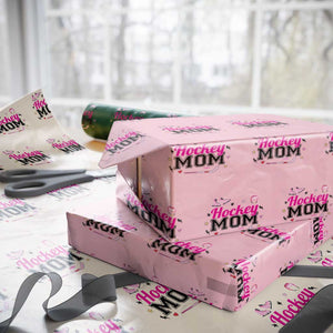 Proud Hockey Mom Wrapping Paper Roll Ice Hockey Supporter Gift TS12 Light Pink Print Your Wear