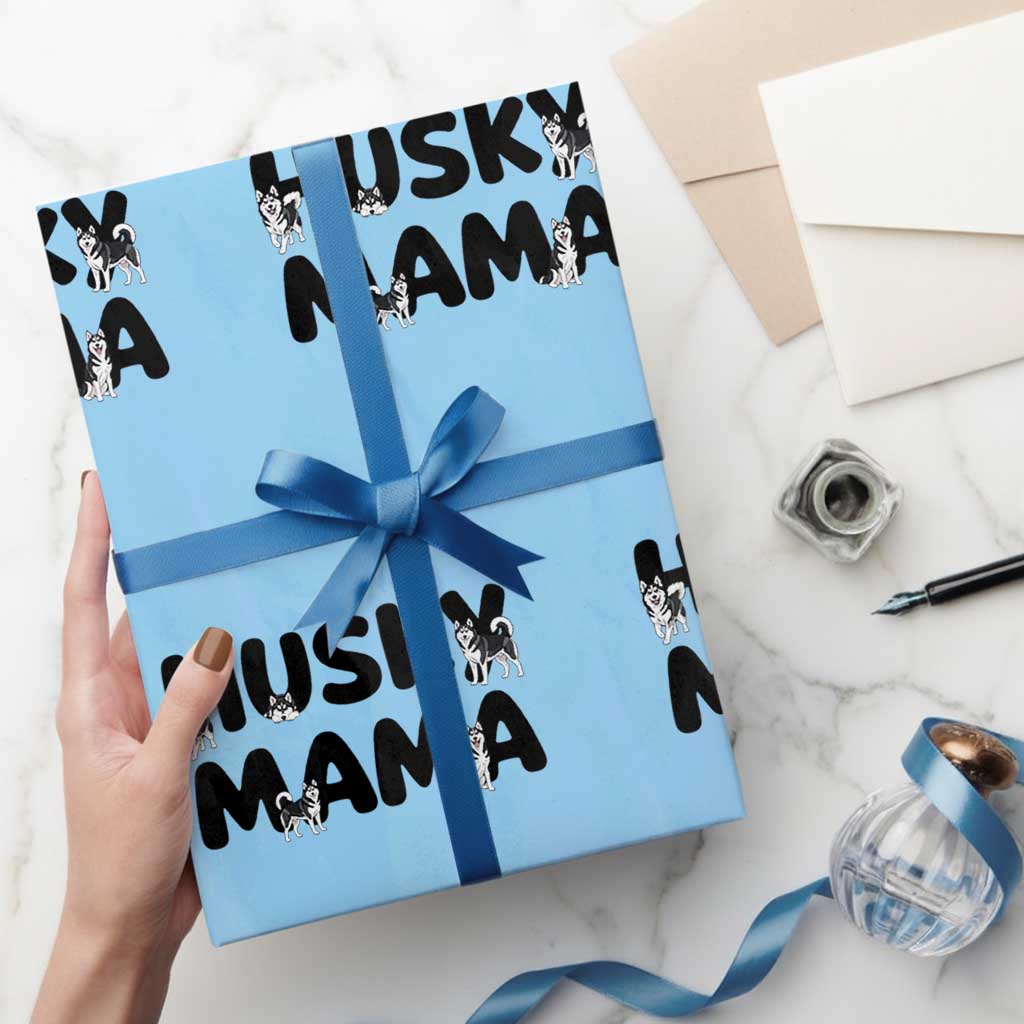Proud Husky Mama Wrapping Paper Roll Siberian Husky Mothers Day Gift TS12 Light Blue Print Your Wear