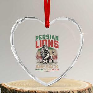 Proud Iran Soccer Fan Gift Heart Crystal Glass Ornament Persian Lions Are Back
