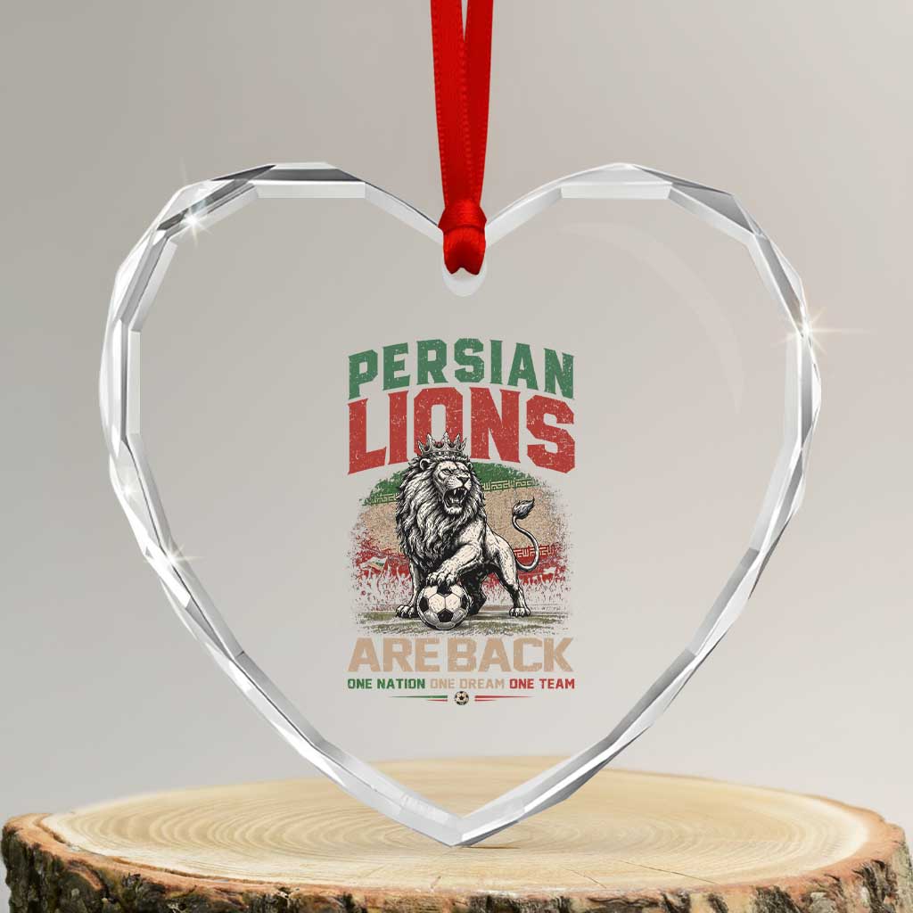 Proud Iran Soccer Fan Gift Heart Crystal Glass Ornament Persian Lions Are Back TS12 Transparent Glass 3'' Heart Print Your Wear