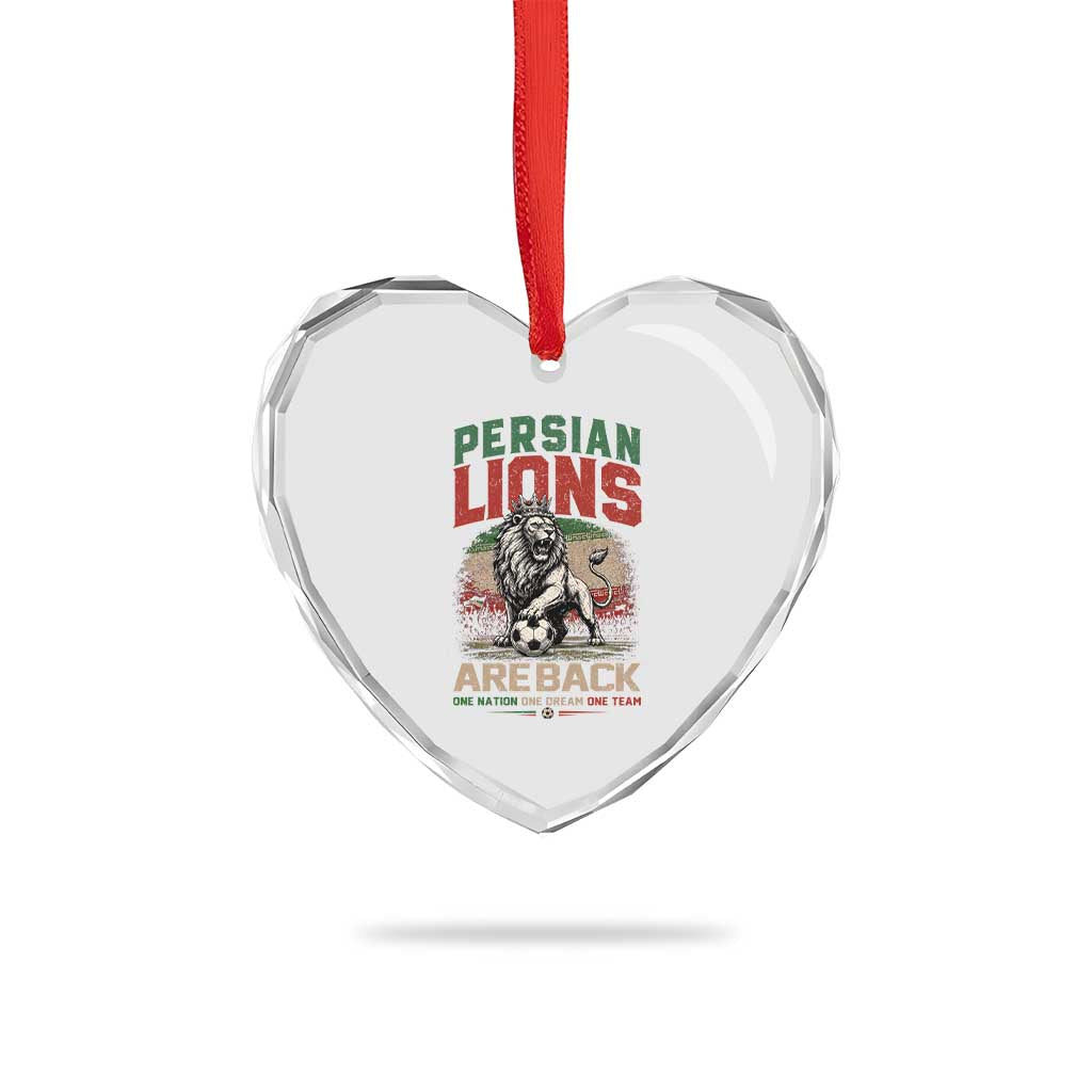 Proud Iran Soccer Fan Gift Heart Crystal Glass Ornament Persian Lions Are Back