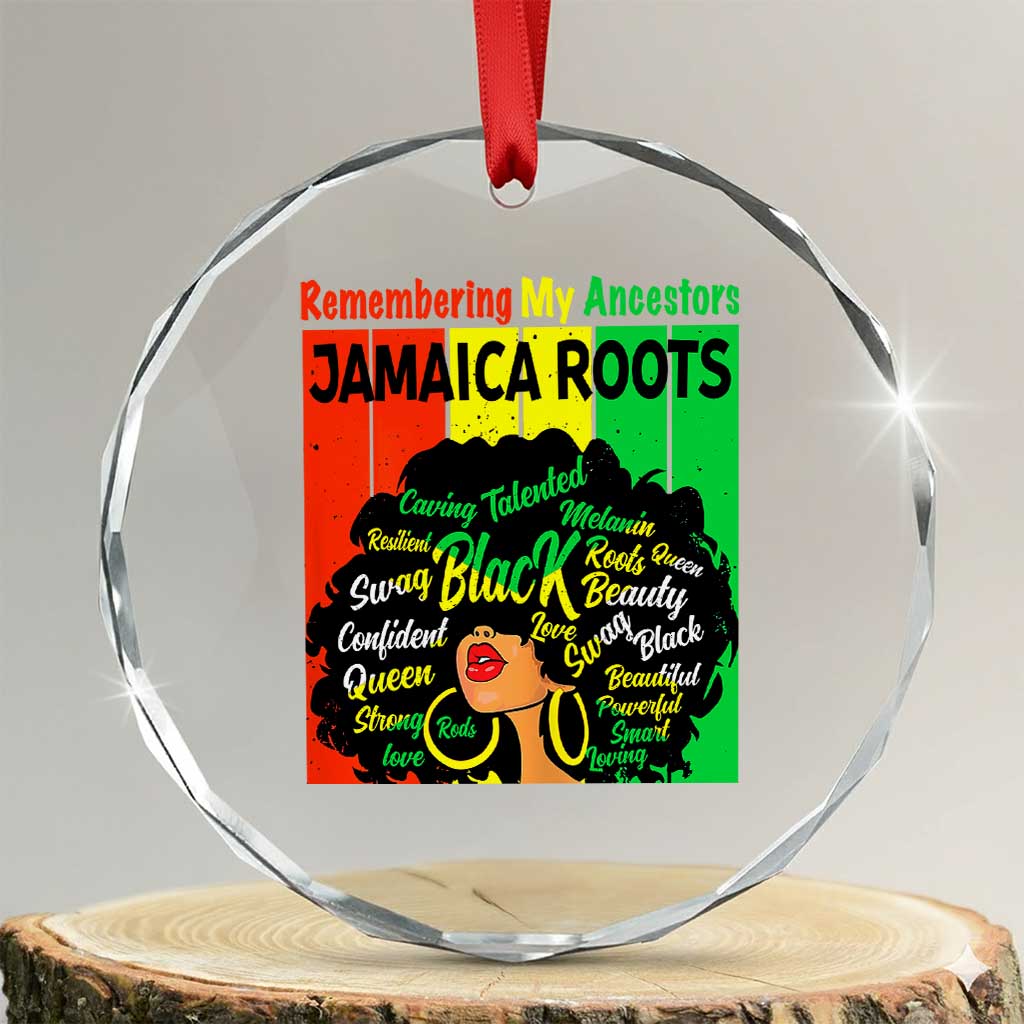 Proud Jamaican Afro Black Woman Crystal Glass Ornament Remembering My Ancestors Jamaica Pride TS10 Transparent Glass 3'' Circle Print Your Wear