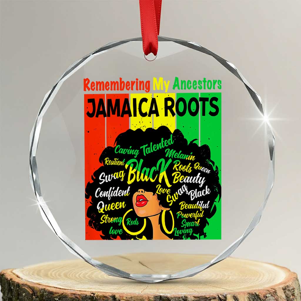 Proud Jamaican Afro Black Woman Crystal Glass Ornament Remembering My Ancestors Jamaica Pride TS10 Transparent Glass 3'' Circle Print Your Wear